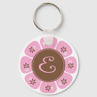 Brown and Pink Monogram E Keychain