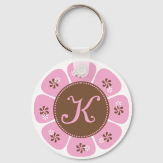 Brown and Pink Monogram K Keychain