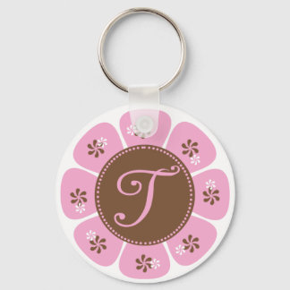 Brown and Pink Monogram T Keychain