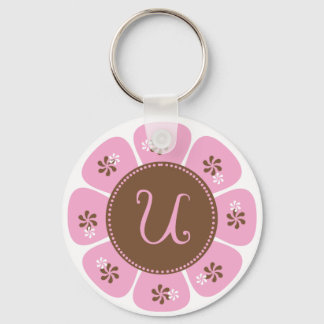 Brown and Pink Monogram U Keychain