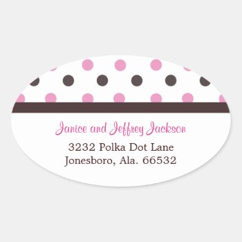 Brown And Pink: Polka Dot Address Sticker by SayItNow at Zazzle