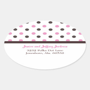 Brown and Pink: Polka Dot Address Sticker