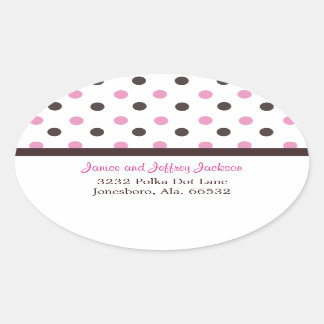 Brown and Pink: Polka Dot Address Sticker