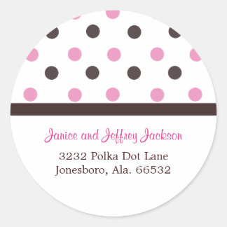 Brown and Pink: Polka Dot Address Sticker