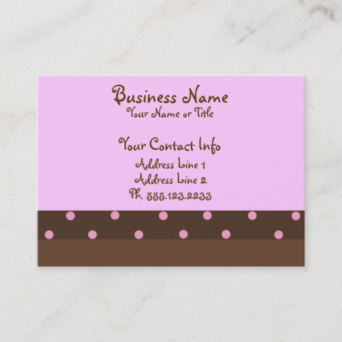 Brown and Pink Polka Dot "Chubby" Business Cards