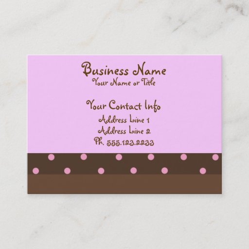 Customizable Brown and Pink Polka Dot "Chubby" Business Cards