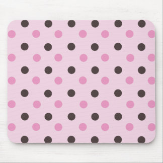 Brown and Pink Polka Dot Mouse Pad