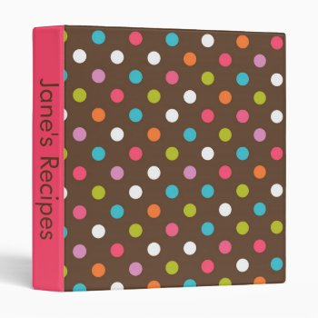 Brown And Pink Polka Dot Recipe Book Binder by BellaMommyDesigns at Zazzle