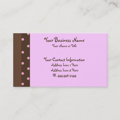 Customizable Brown and Pink Polka Dot Standard Business Cards