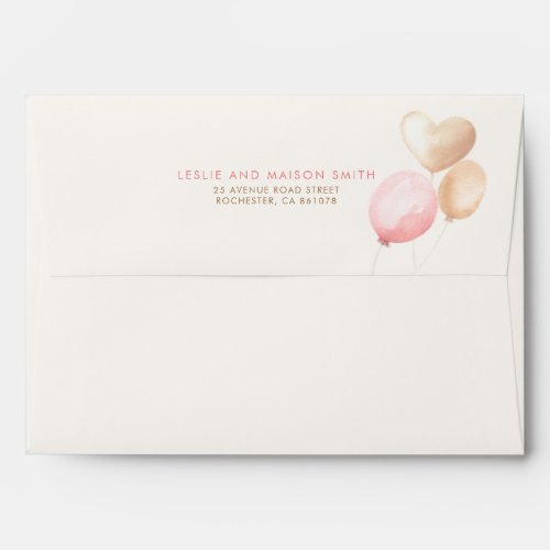 Brown and Pink Soft Pastel Balloons Envelope