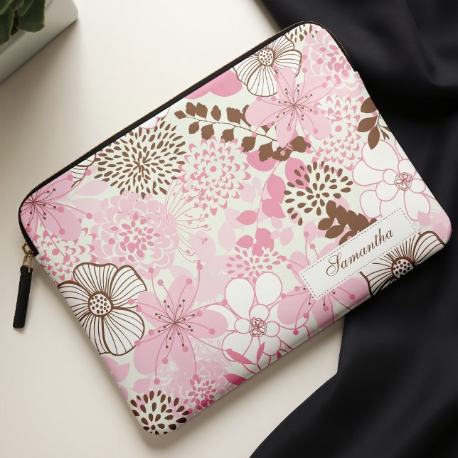 Brown and Pink Spring Garden Laptop Sleeve (Creator Uploaded)