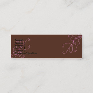 Brown and Pink swirls with Plan Brown Back Mini Business Card