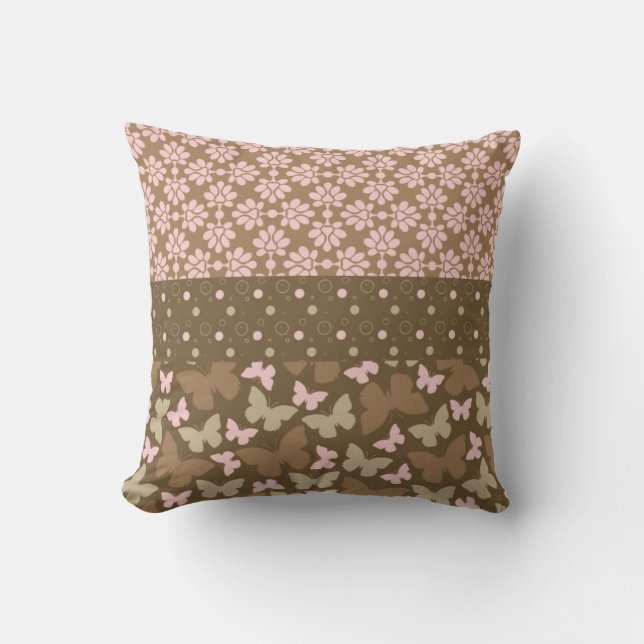 Brown and Pink Throw Pillow (Front)