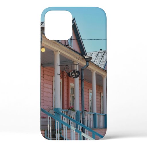 BROWN AND PINK WOODEN HOUSE iPhone 12 CASE