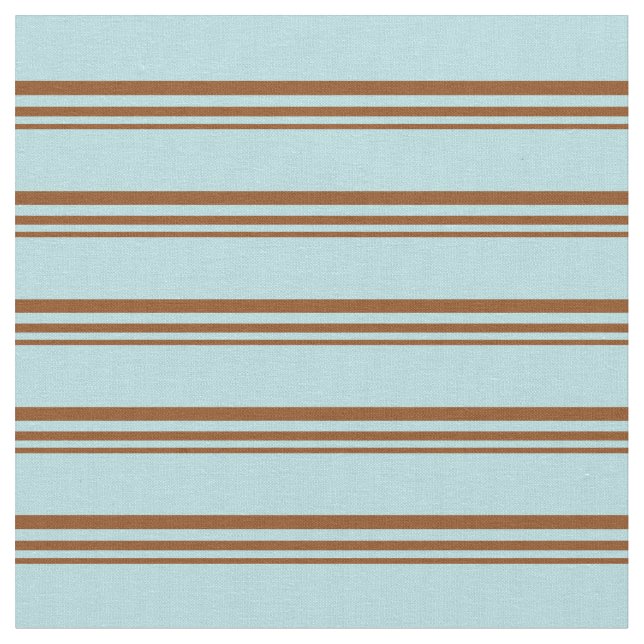 Brown and Powder Blue Lined Pattern Fabric (Close Up)