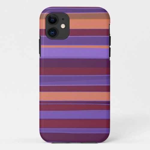 Brown and Purple Abstract Stripes Pattern iPhone 11 Case