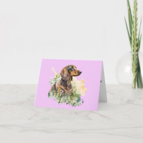 Brown and red Dachshund Floral any Occasion Card