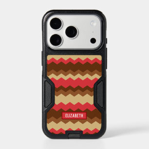 Brown and Red Fall Color Zig Zag Striped iPhone 17 Pro Case