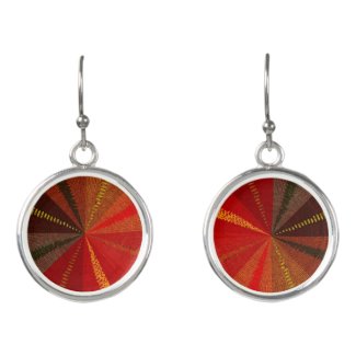 Brown and Red Mandala Abstract Drop Earrings