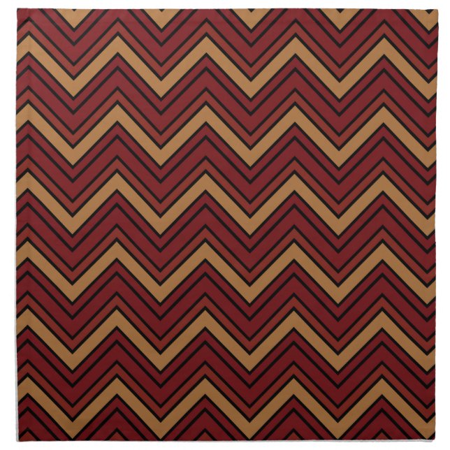 Brown and red shades chevron zigzag  cloth napkin (Front)