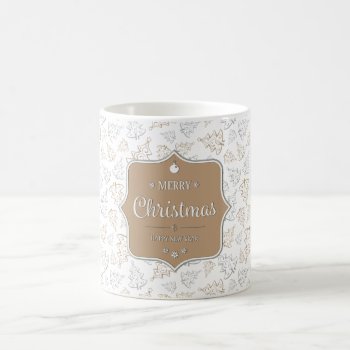 Brown And Silver Elegant Christmas Trees Pattern Coffee Mug by ChristmaSpirit at Zazzle