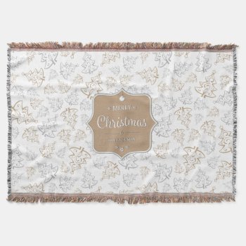 Brown And Silver Elegant Christmas Trees Pattern Throw Blanket by ChristmaSpirit at Zazzle