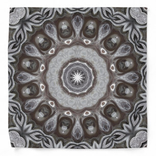 Brown and Silver Kaleidoscope Mandala Pattern Bandana