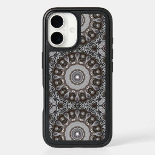 Brown and Silver Kaleidoscope Mandala Pattern iPhone 16 Case