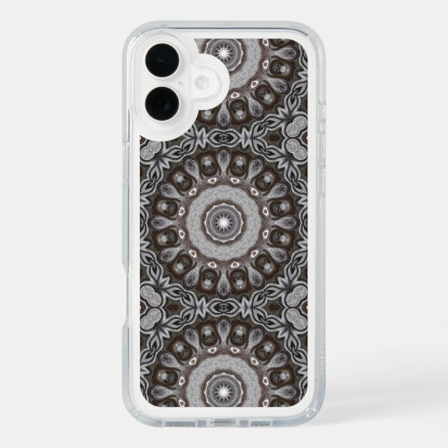 Brown and Silver Kaleidoscope Mandala Pattern Speck iPhone Case (Front)