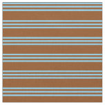 [ Thumbnail: Brown and Sky Blue Colored Stripes Fabric ]