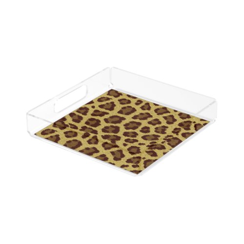 Brown And Tan Animal Fur Pattern Leopard Print Acrylic Tray