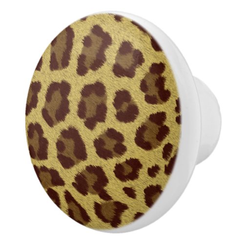 Brown And Tan Animal Fur Pattern Leopard Print Ceramic Knob