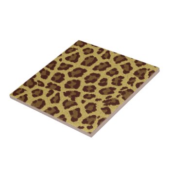 Brown And Tan Animal Fur Pattern Leopard Print Ceramic Tile by machomedesigns at Zazzle