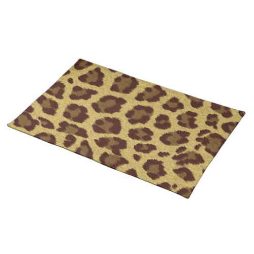 Brown And Tan Animal Fur Pattern Leopard Print Cloth Placemat