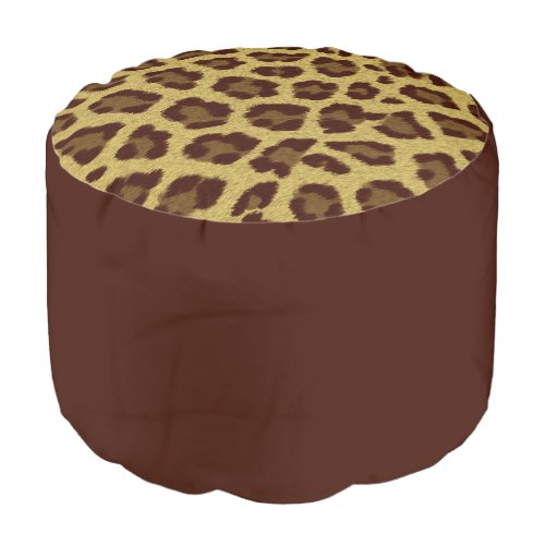 Brown And Tan Animal Fur Pattern Leopard Print Pouf