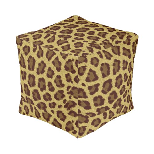 Brown And Tan Animal Fur Pattern Leopard Print Pouf