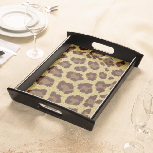 Brown And Tan Animal Fur Pattern Leopard Print Serving Tray