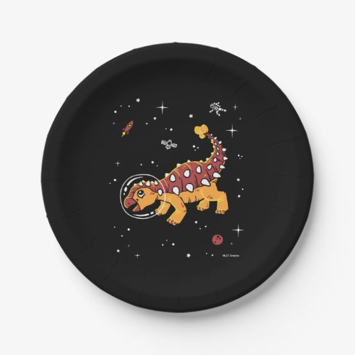 Brown And Tan Ankylosaurus Dinos In Space Paper Plates