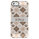 Brown and Tan Argyle Paw Print Pattern Clear iPhone SE/5/5s Case