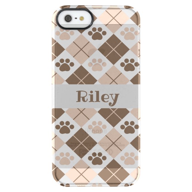 Brown and Tan Argyle Paw Print Pattern Uncommon iPhone Case (Back)