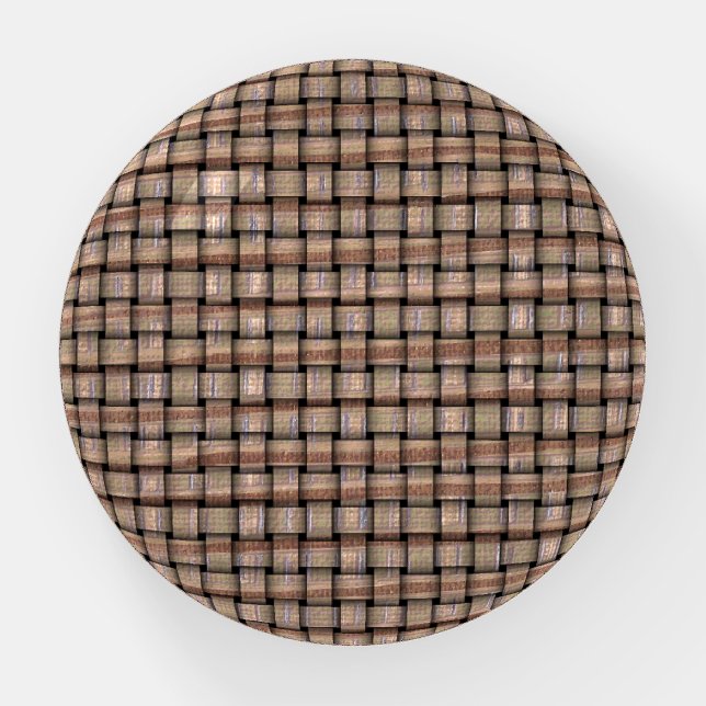Brown and Tan Burlap Weave Pattern Paperweights Paperweight (Front)