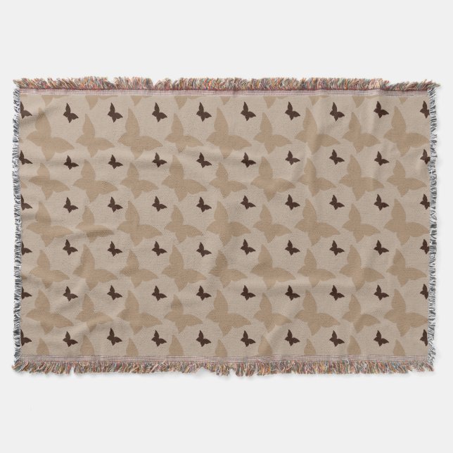 Brown and Tan Butterflies Throw Blanket (Front)