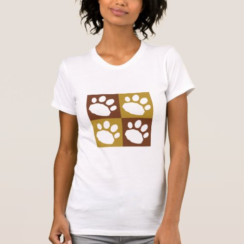 Brown and Tan Checkerboard Pet Paws T_Shirt