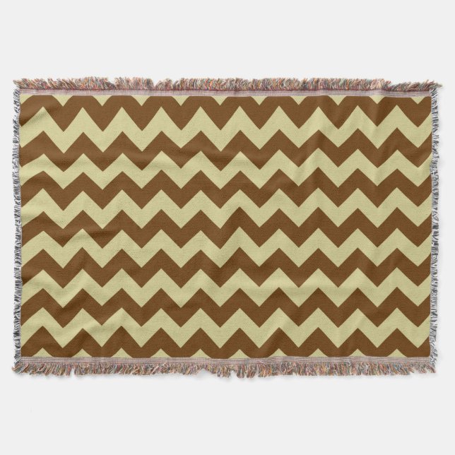 Brown and Tan Chevron zigzag pattern Throw Blanket (Front)