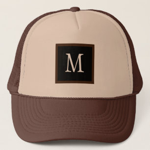 Brown and Tan Custom Single Initial Classic Trucker Hat
