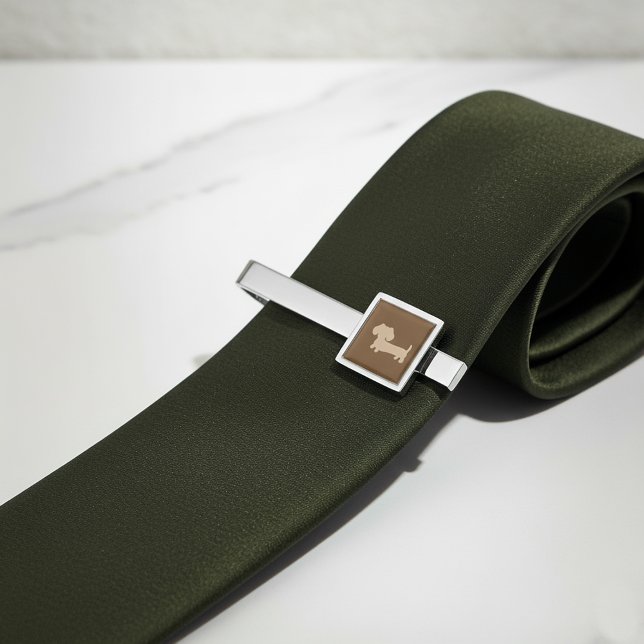 Brown and Tan Dachshund Modern Tie Clip Doxie Dad  (Dachshund modern man's tie clip)