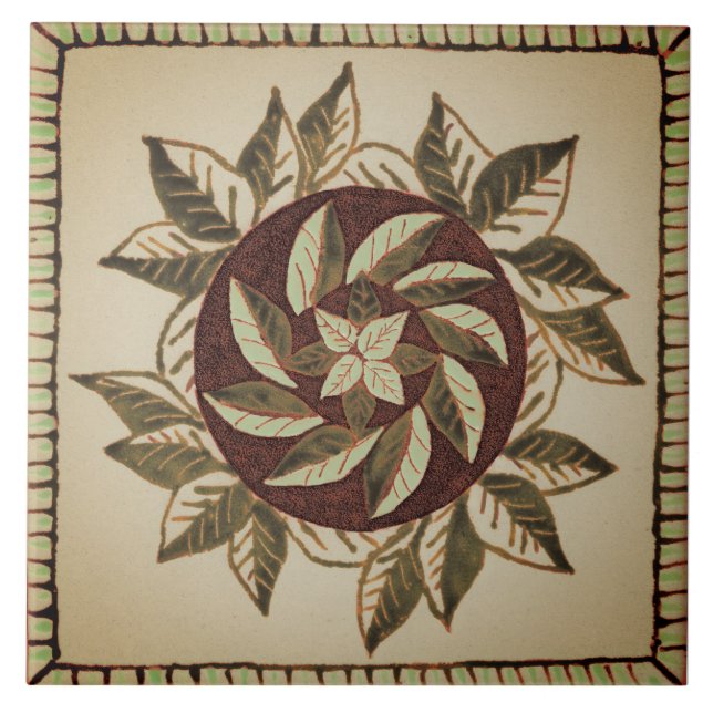  brown and tan leaves Ceramic Tile (Front)