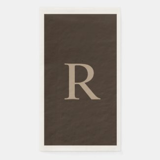 Brown and Tan Monogrammed Paper Guest Towel