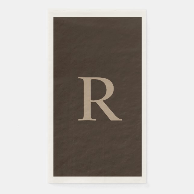 Brown and Tan Monogrammed Paper Guest Towel (Front)