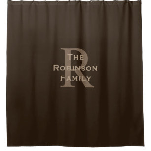 Brown and Tan Name Monogrammed Shower Curtain
